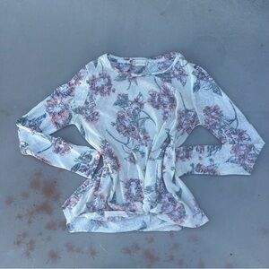 Altar'd State Floral Crew Neck Sweater - Cream and Pink